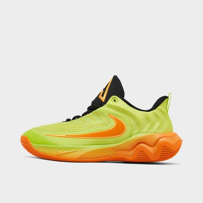 Right view of Big Kids’ Nike Giannis Immortality 4 Basketball Shoes in Cyber/Bright Mandarin/Sundial/Lightning Click to zoom