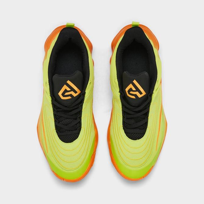 Back view of Big Kids’ Nike Giannis Immortality 4 Basketball Shoes in Cyber/Bright Mandarin/Sundial/Lightning Click to zoom