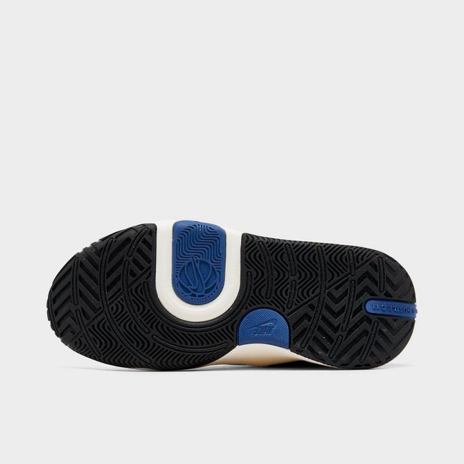 Bottom view of Big Kids' Nike Team Hustle D 11 Stretch Lace Casual Shoes in Mystic Navy/Black/Pale Ivory/Metallic Gold Click to zoom