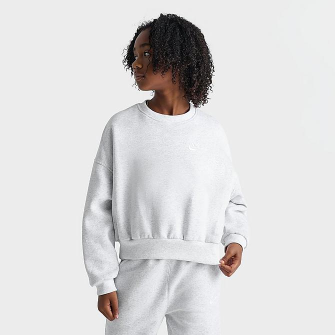 Girls' Nike Sportswear Club Fleece Boxy Crewneck Sweatshirt Girls' Nike Sportswear Club Fleece Boxy Crewneck Sweatshirt