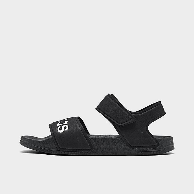 Right view of Little Kids' adidas Originals Adilette Athletic Sandals in Black/White Click to zoom