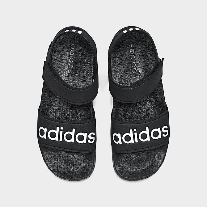 Back view of Little Kids' adidas Originals Adilette Athletic Sandals in Black/White Click to zoom
