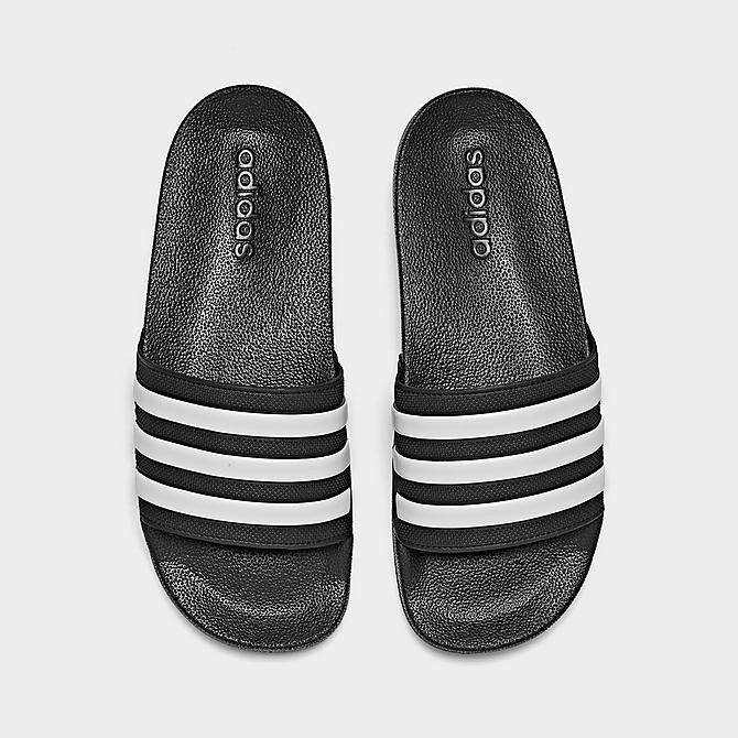 Back view of Big Kids' adidas Adilette Shower Slide Sandals in Core Black/Cloud White Click to zoom
