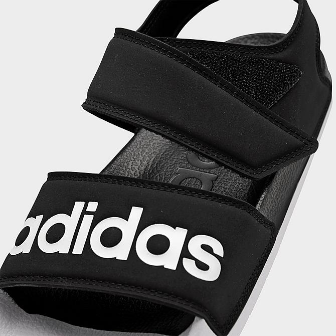 Front view of Women's adidas Adilette Athletic Sandals in Core Black/Cloud White Click to zoom