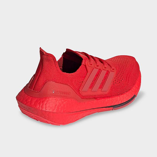 Left view of Boys' Big Kids' adidas UltraBOOST 21 Primeblue Running Shoes in Vivid Red/Vivid Red/Black Click to zoom