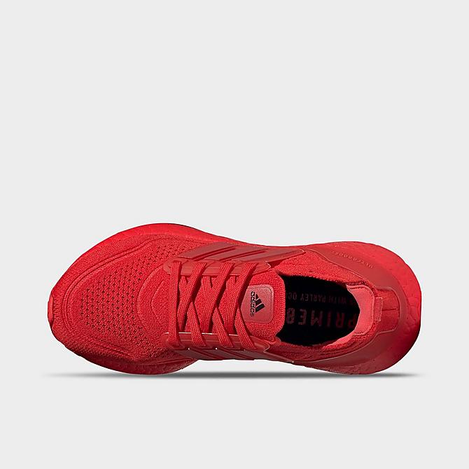 Back view of Boys' Big Kids' adidas UltraBOOST 21 Primeblue Running Shoes in Vivid Red/Vivid Red/Black Click to zoom