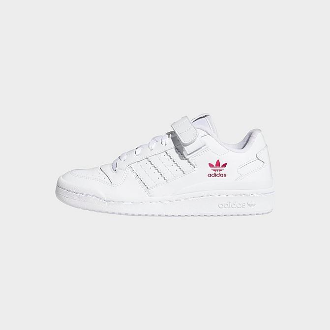 Right view of Women's adidas Originals Forum Low Casual Shoes in White/White/Shock Pink Click to zoom
