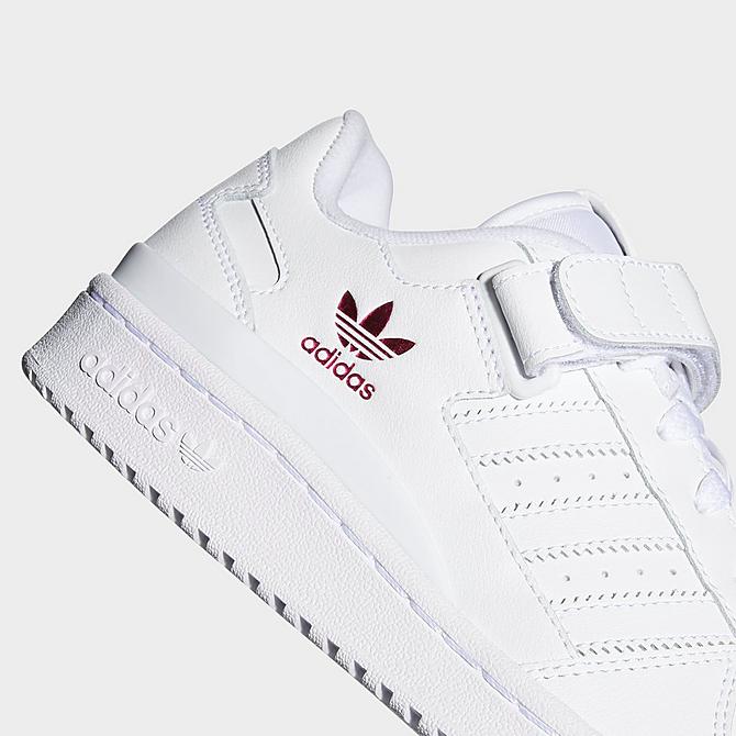 Front view of Women's adidas Originals Forum Low Casual Shoes in White/White/Shock Pink Click to zoom