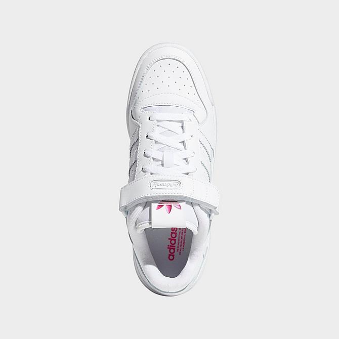 Back view of Women's adidas Originals Forum Low Casual Shoes in White/White/Shock Pink Click to zoom