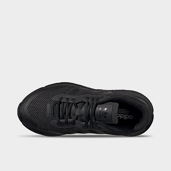 Back view of Big Kids' adidas Originals ZX 1K BOOST Casual Shoes in Core Black/Core Black/Core Black Click to zoom