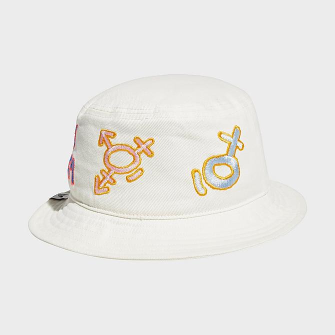 [angle] view of adidas Originals Pride Icons Bucket Hat in Beige Click to zoom