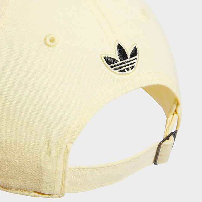 Back view of Women's adidas Originals Script Strapback Hat in Yellow/Black Click to zoom