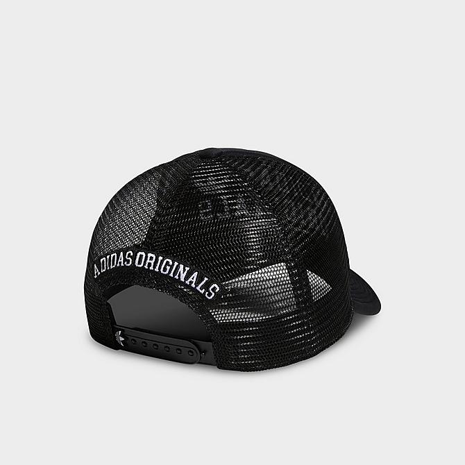 Front view of adidas Originals New Prep Trucker Snapback Hat in Black/White Click to zoom