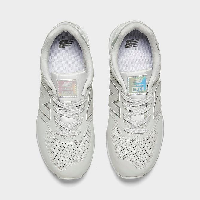 Back view of Girls' Big Kids' New Balance 574 Casual Shoes in Summer Fog/White Click to zoom