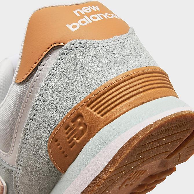 Front view of Girls' Big Kids' New Balance 574 Casual Shoes in Spring Tide/Ocean Haze Click to zoom