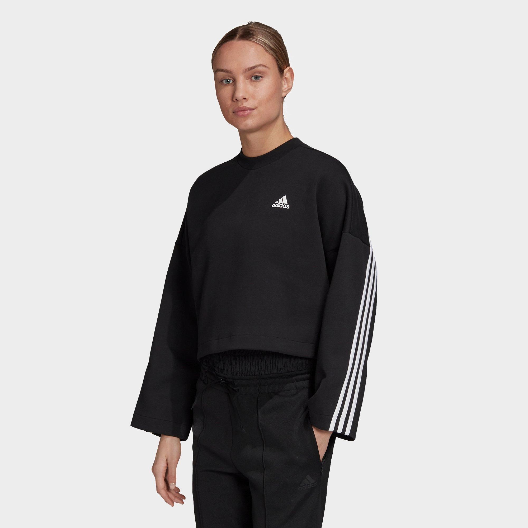 adidas originals adicolor 3 stripes cropped hoodie sweatshirt