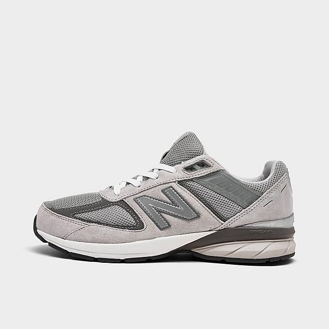 Right view of Boys' Big Kids' New Balance 990v5 Casual Shoes in Grey/Grey Click to zoom