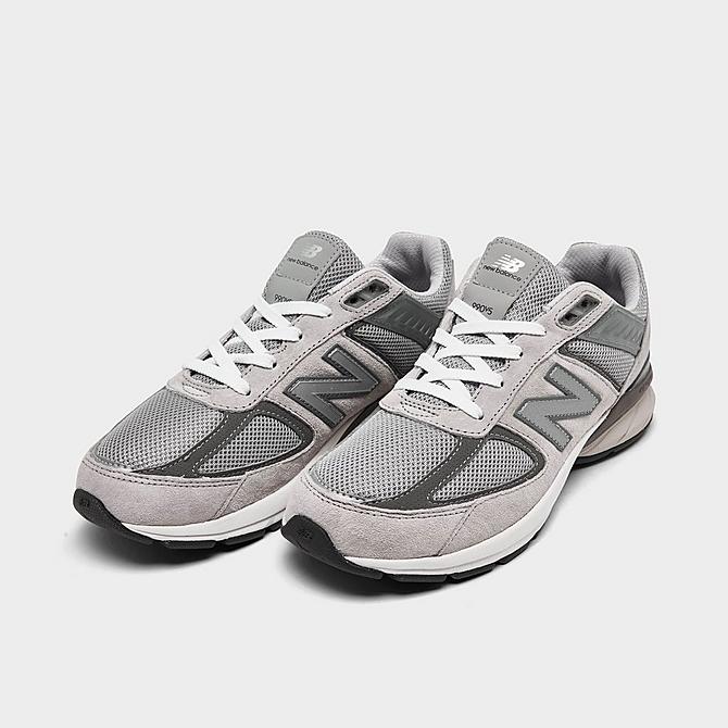 Three Quarter view of Boys' Big Kids' New Balance 990v5 Casual Shoes in Grey/Grey Click to zoom