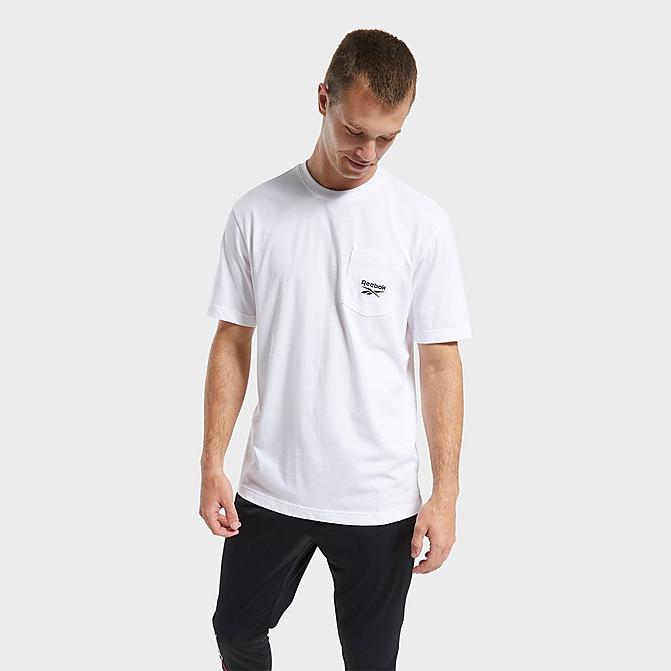 Front view of Men's Reebok Classics Pocket Short-Sleeve T-Shirt in White Click to zoom