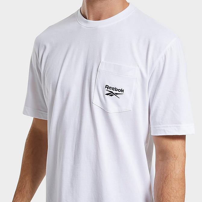 Back Right view of Men's Reebok Classics Pocket Short-Sleeve T-Shirt in White Click to zoom
