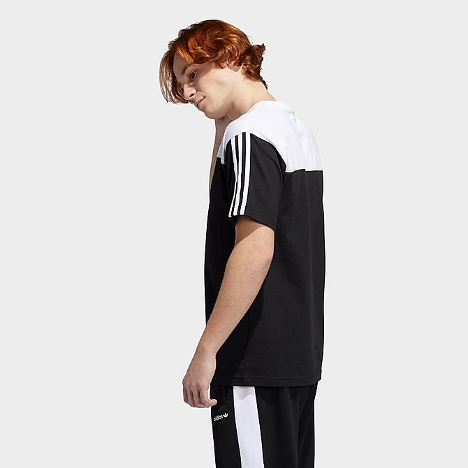 Front Three Quarter view of Men's adidas Classics Colorblocked T-Shirt in Black/White Click to zoom
