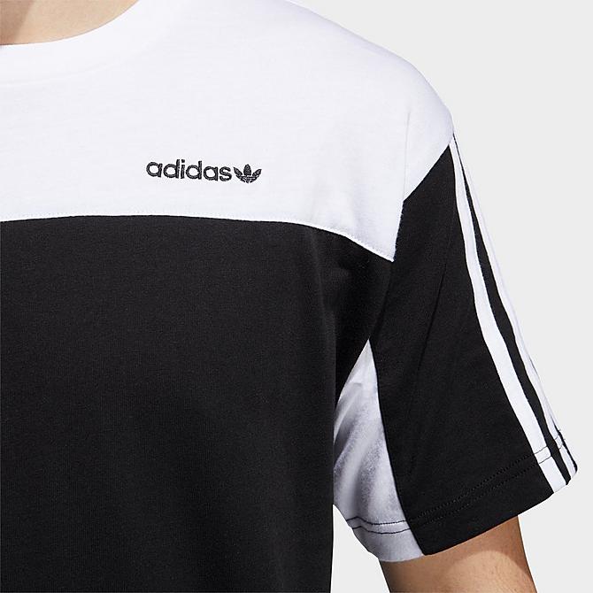 Back Right view of Men's adidas Classics Colorblocked T-Shirt in Black/White Click to zoom