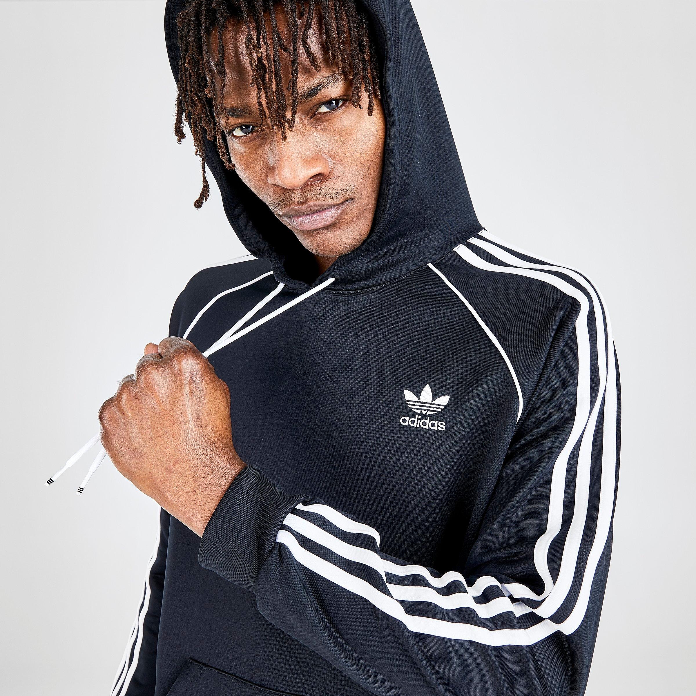 adidas originals mens long line full zip hooded sweat black