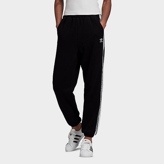 Front view of Women's adidas Originals Regular Jogger Pants in Black/White Click to zoom