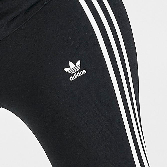 On Model 5 view of Women's adidas Originals 3-Stripes Leggings (Plus Size) in Black/White Click to zoom