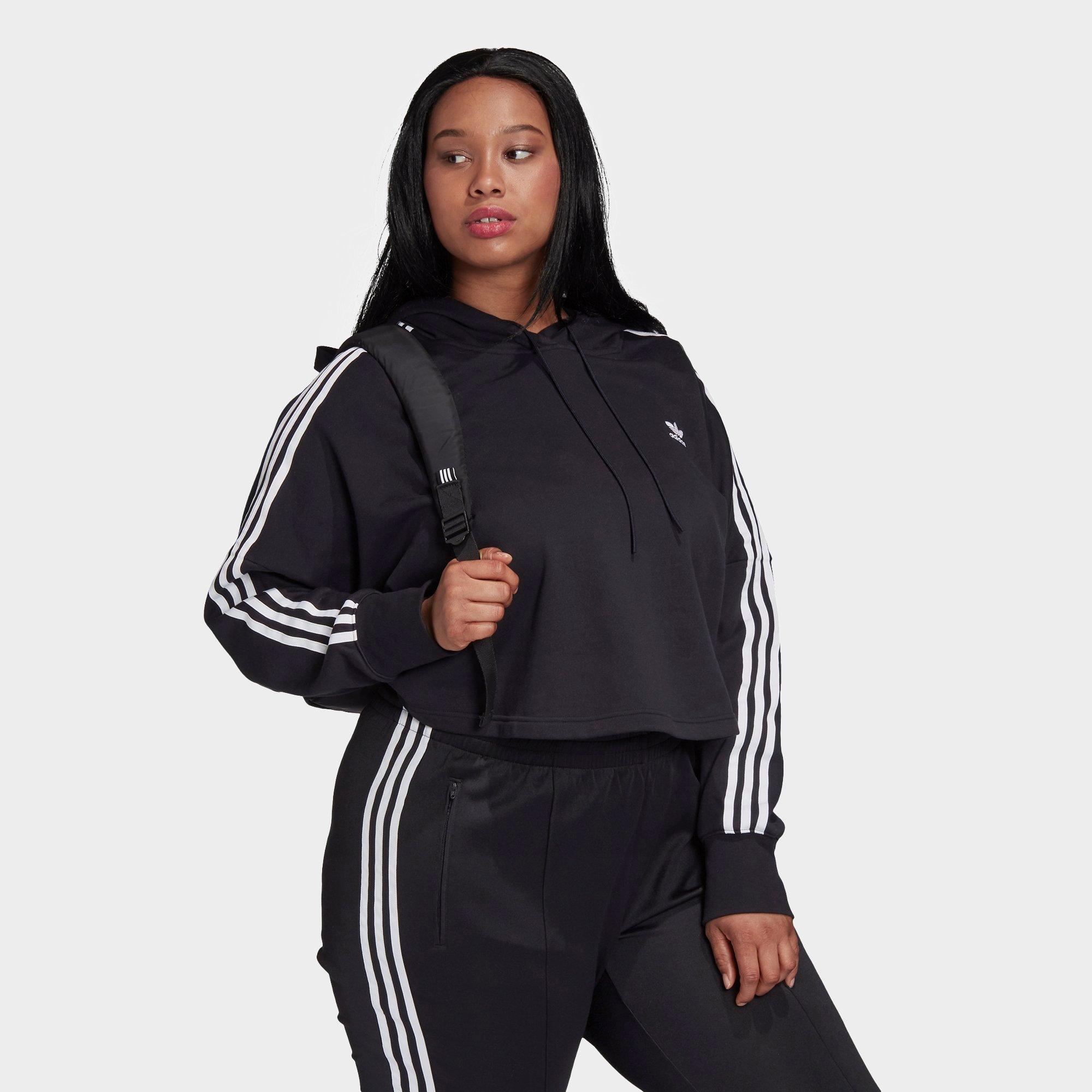 adidas originals adicolor 3 stripes cropped hoodie sweatshirt