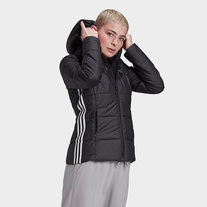 Front view of Women's adidas Originals Puffer Jacket in Black Click to zoom
