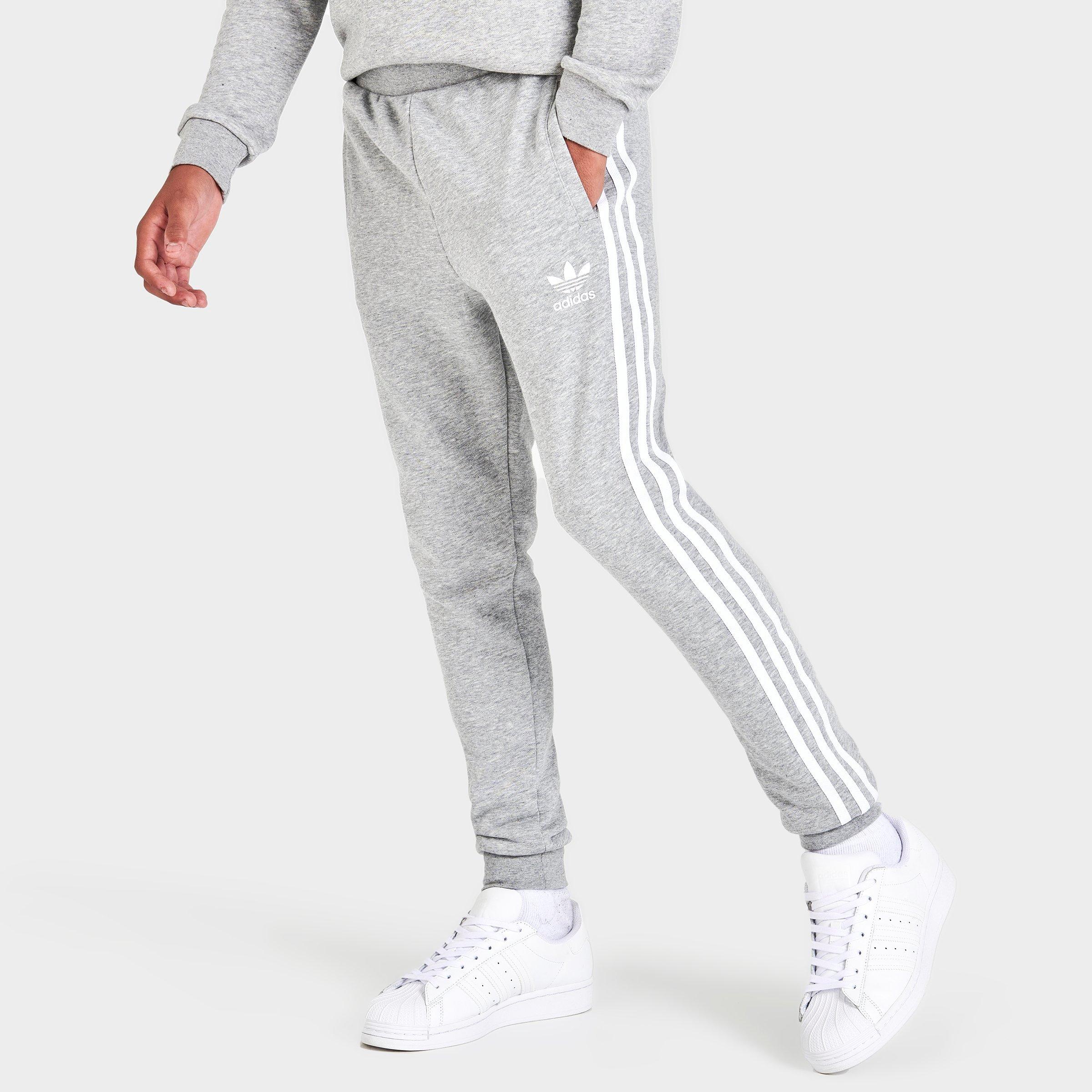 adidas 3 stripe joggers grey