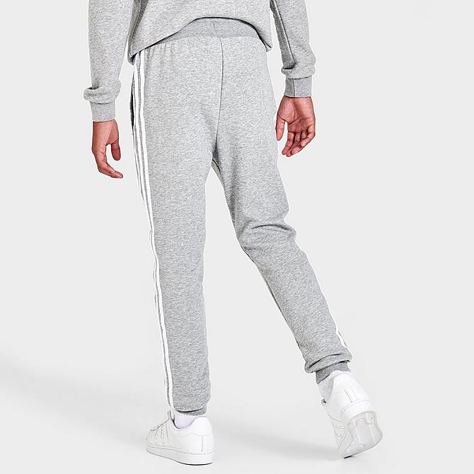 Back Right view of Kids' adidas Originals 3-Stripes Jogger Pants in Medium Grey Heather/White Click to zoom