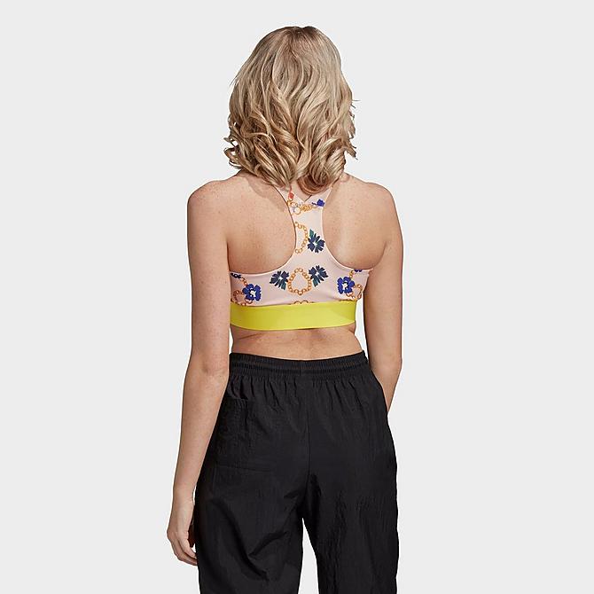 Back Left view of Women's adidas Originals Stacked Logo Low-Impact Sports Bra in Multi Print Click to zoom