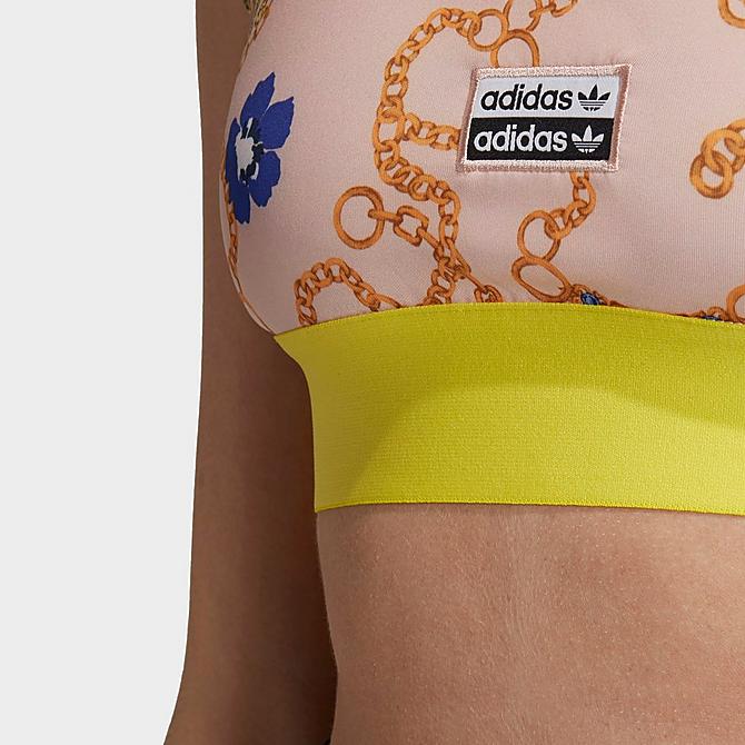 Back Right view of Women's adidas Originals Stacked Logo Low-Impact Sports Bra in Multi Print Click to zoom