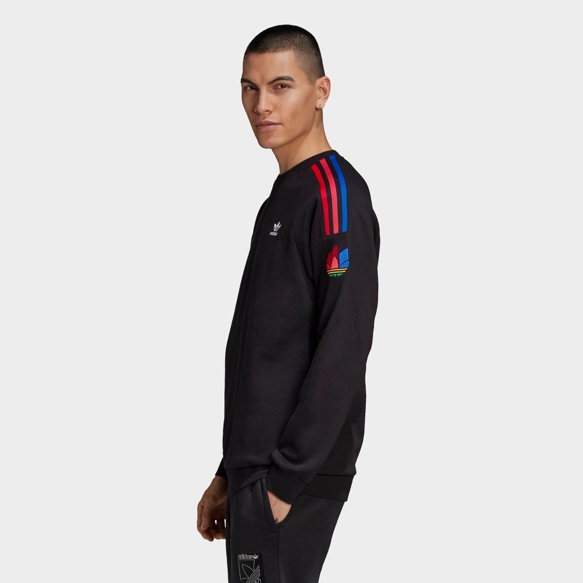 adidas originals three stripe sweatshirt in black