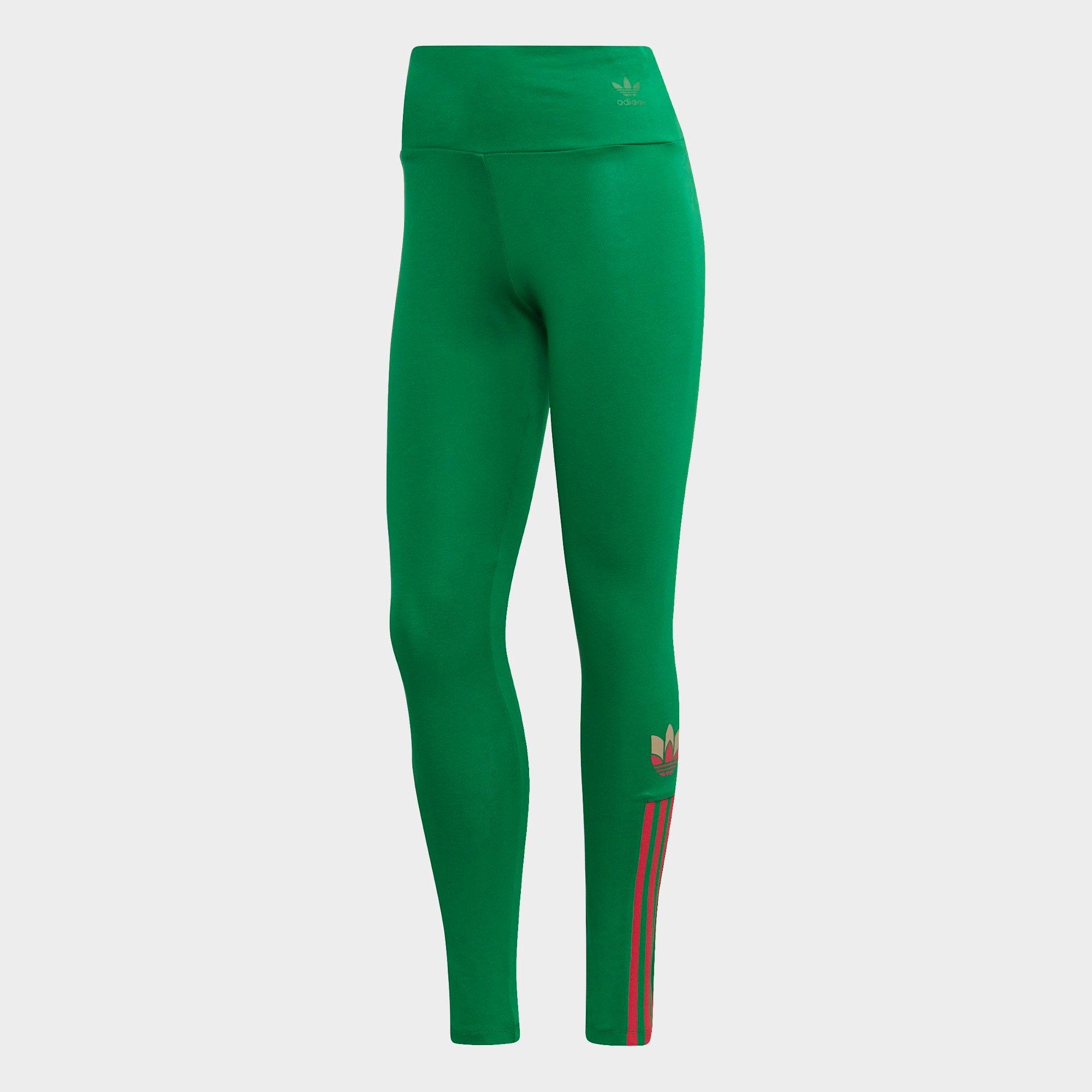 adidas originals adicolor three stripe trefoil legging in green