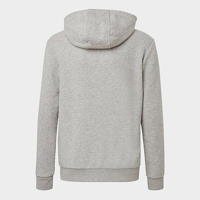 Front Three Quarter view of Kids' adidas Originals Trefoil Pullover Hoodie in Medium Grey Heather/White Click to zoom