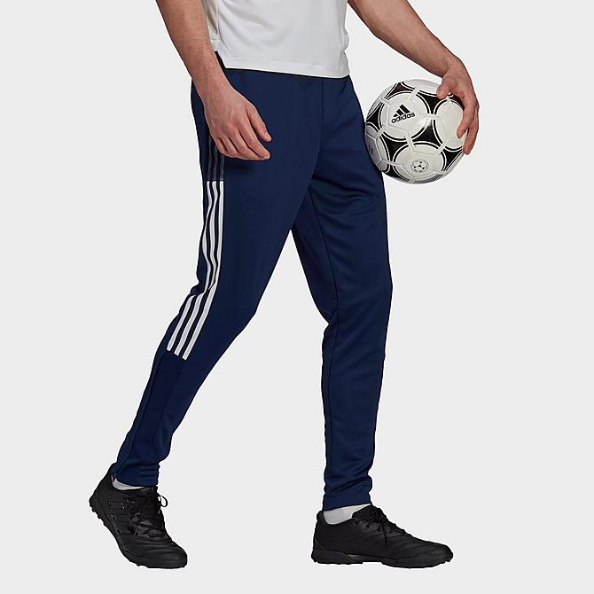 Front Three Quarter view of Men's adidas Tiro 21 Track Pants in Team Navy Blue Click to zoom