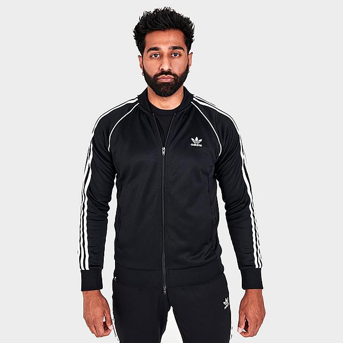 Front view of Men's adidas Classics Adicolor Primeblue SST Track Jacket in Black/White Click to zoom