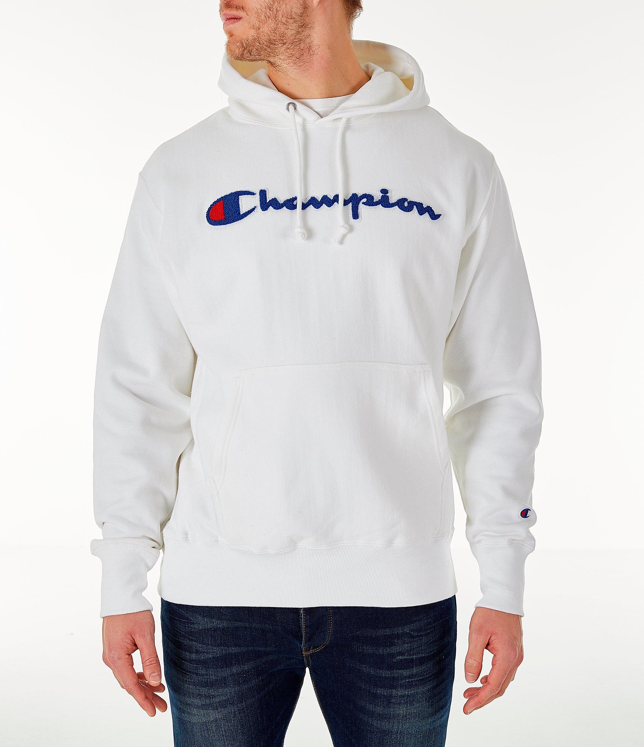 men's champion reverse weave chenille logo hoodie