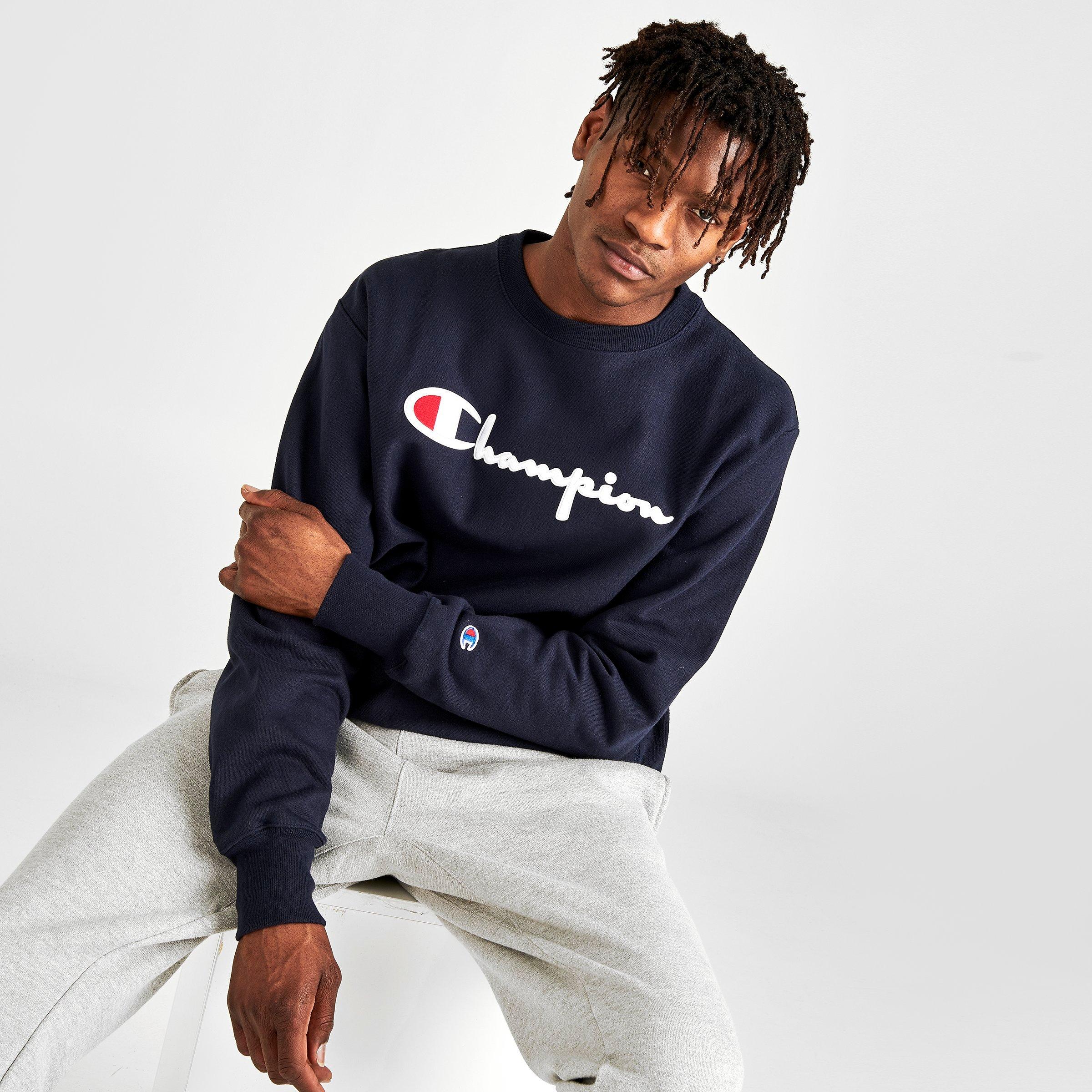 champion navy crewneck