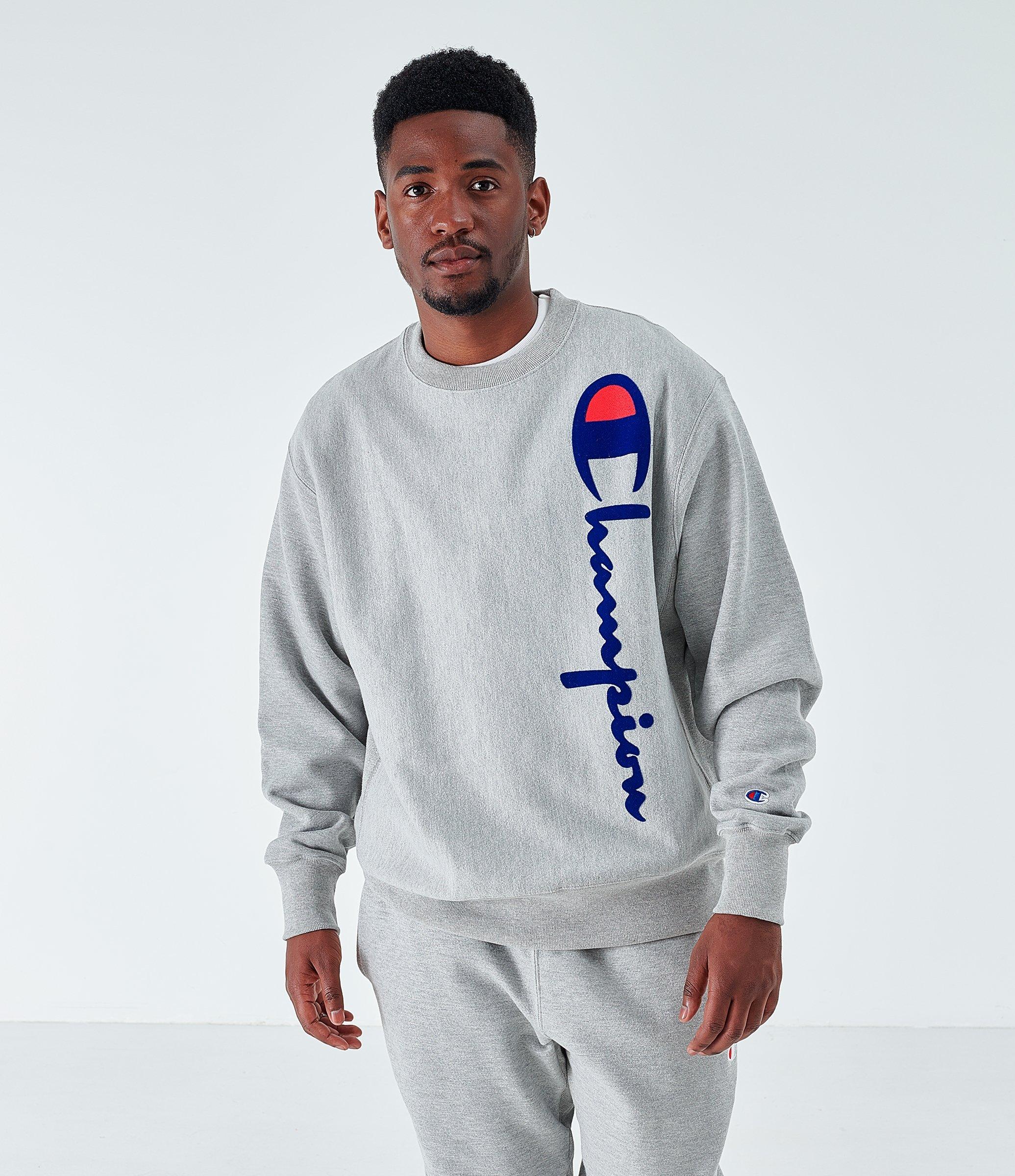 Men S Champion Reverse Weave Flocked Crewneck Sweatshirt Finish Line