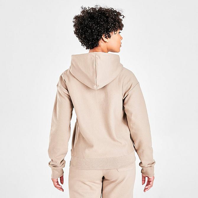 Back Right view of Women's Champion Life Reverse Weave Pullover Hoodie in Dark Khaki Click to zoom