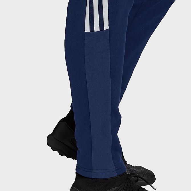On Model 5 view of Men's adidas Tiro 21 Fleece Jogger Pants in Team Navy Blue Click to zoom