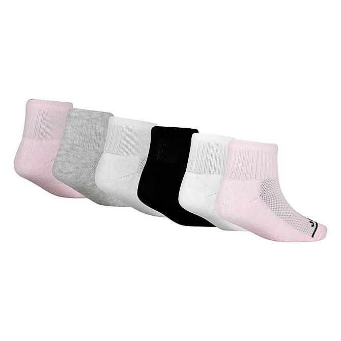 Alternate view of Girls' Jordan Cushioned Ankle Socks (6-Pack) in Pink Foam/White/Grey Click to zoom