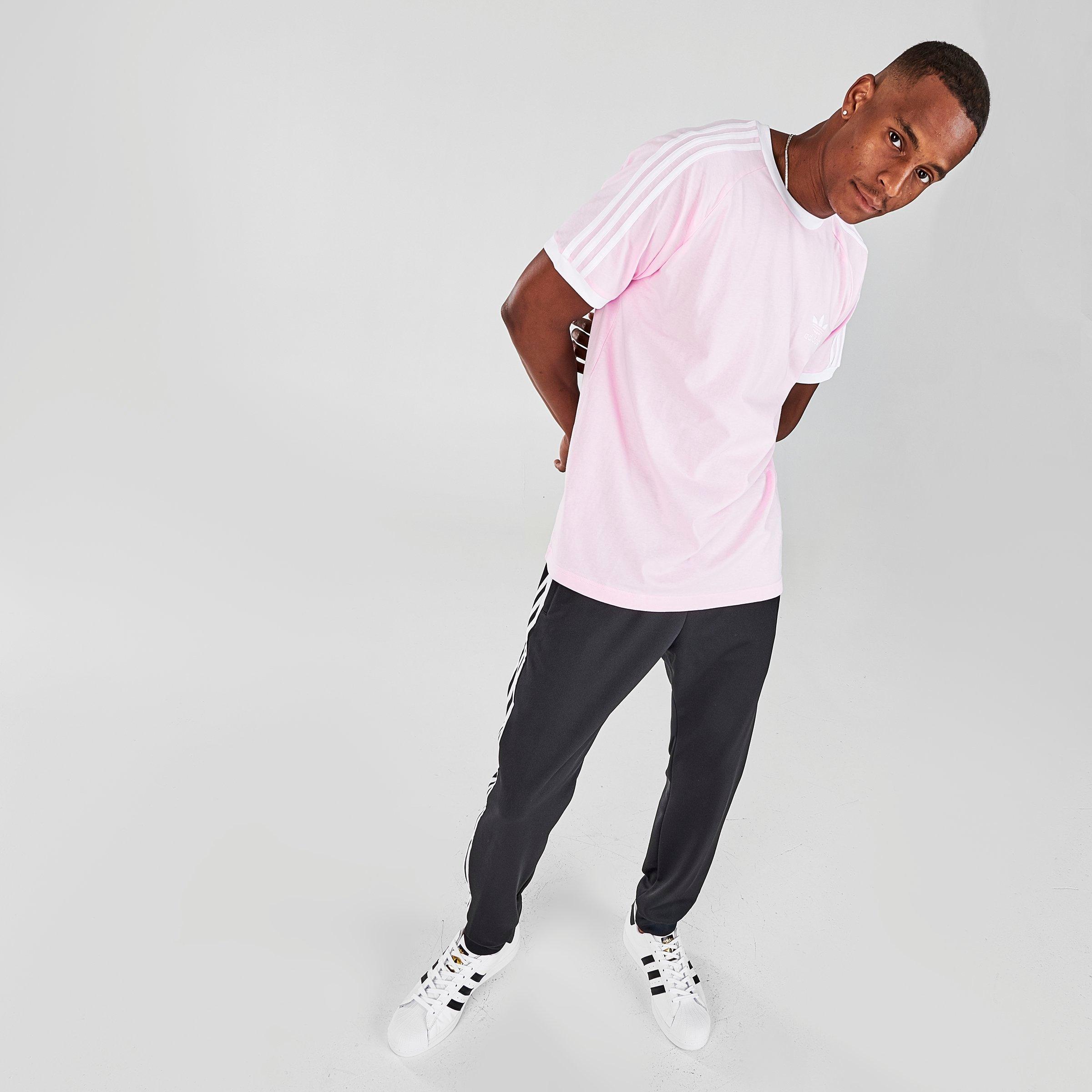 adidas originals california 3 stripes t shirt pink
