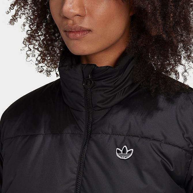 Back Left view of Women's adidas Originals Short Puffer Jacket in Black Click to zoom
