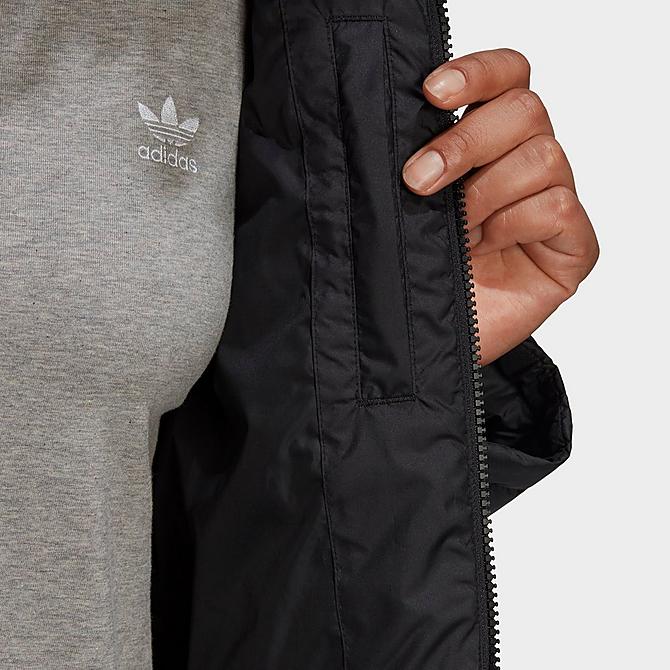 On Model 5 view of Women's adidas Originals Short Puffer Jacket in Black Click to zoom