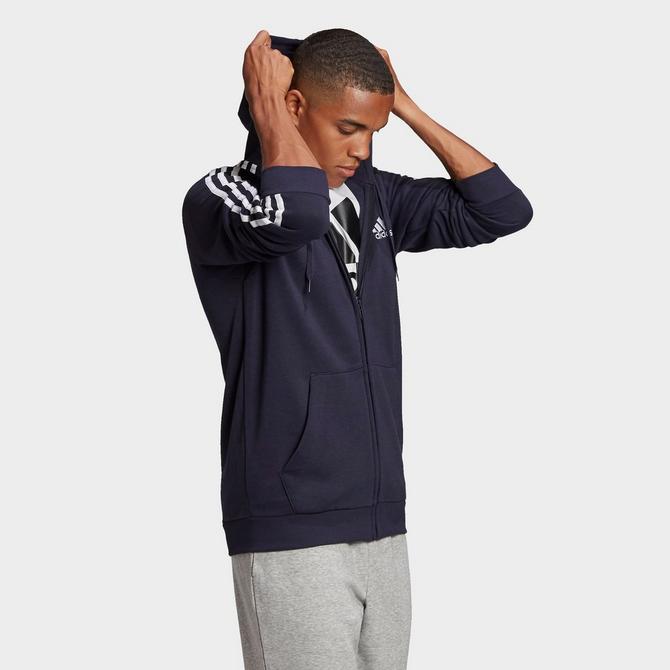 Men's adidas Essentials Fleece 3-Stripes Full Zip Hoodie| Finish Line